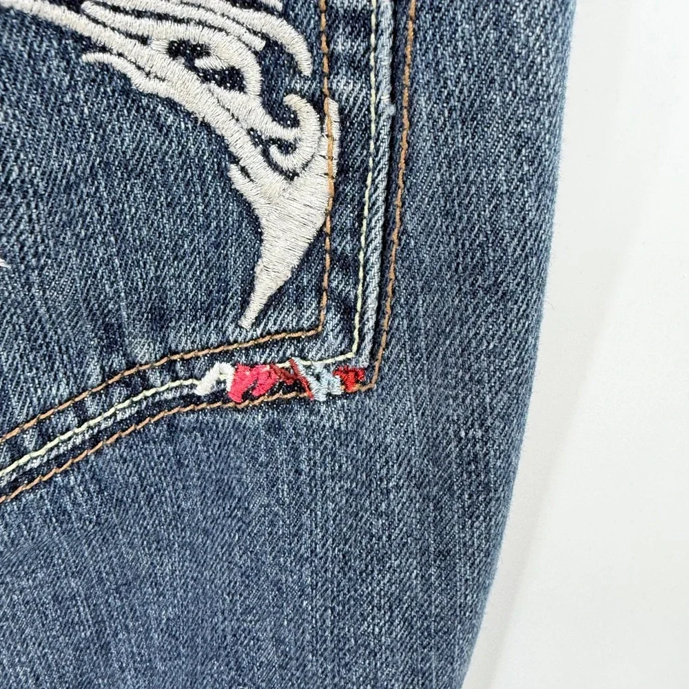 Coogi Mens Embroidered Back Pocket Jeans Blue Medium Wash Denim 38x32 Streetwear